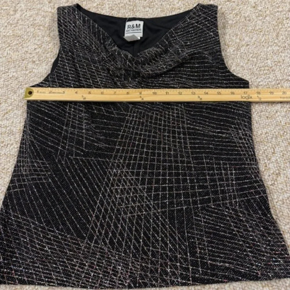 VTG R&M Richard Black Holiday Blouse Vest Classic Top Sparkly Electric SZ 10 - Picture 6 of 10